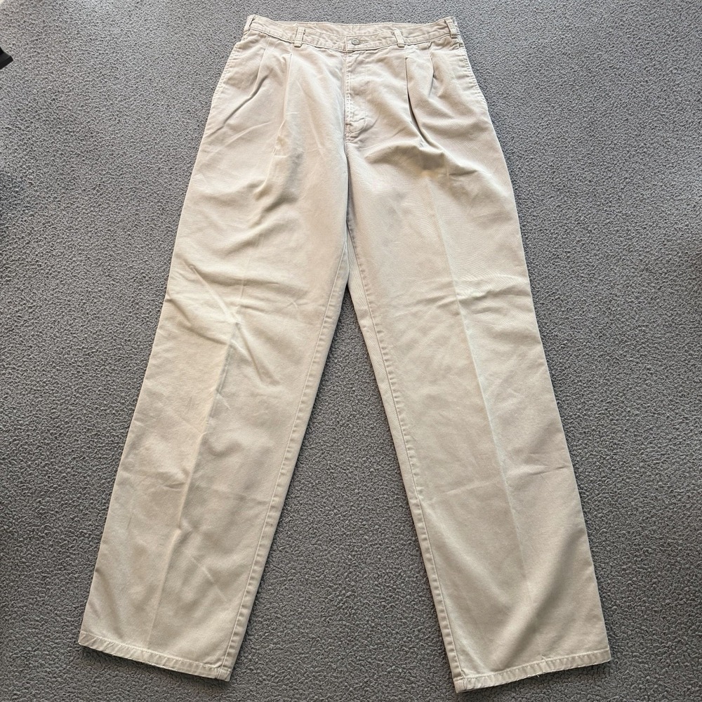 Dockers Pleated Chino Pants Classic Fit Khaki Beige Men's 32x33 Preppy